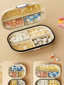 2pcs/1pc Portable Weekly Pill Box, Compartment Medication Storage Container With Lid, Waterproof Sealed Medicine Organizer - Multicolor - View 9