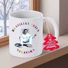 Takarugi Yaji Brazilian Sky Ceramic Mug - 11 Oz/350 Ml Reusable Coffee Mug With Brazilian Sky And Takarugi Yaji Character Design, Hand-Painted Appearance, Non-Slip Round Beverage Cup, Suitable For Tea/Cocoa, Perfect Birthday/Christmas/Holiday Gift - 粉色 - 查看 2