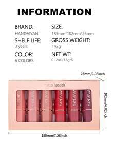 HANDAIYAN 6pcs Matte Velvet Lipstick Set, Natural Long-Lasting Color, Suitable For Outdoor Travel, Parties, Halloween, Christmas, Autumn/Winter, 3.5g*6pcs, Face Makeup, Cosmetics For Women, Ideal For Y2K Fashion, Birthday/Valentine's Day/Mother's Day Gift, Essential For Celebration Parties, Best Color Selection - 彩色 - 查看 7