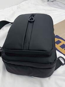 1个男士黑色尼龙胸包，时尚百搭日常通勤胸包 - 黑色 - 查看 7