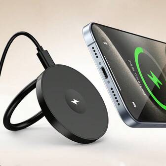 Magnetic Charger Phone Stand, 15W Magnetic Wireless Charger, Magnetic Phone Stand Suitable For Chargers, Suitable For IPhone 17/16/15/14/13/12 Fast Charging, 360° Rotatable And Adjustable, Compact Charger, Durable Stand, Reliable Charging, USB-C Charger