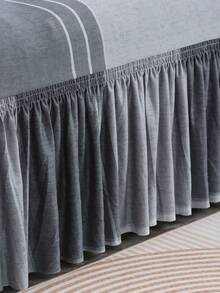 1pc Printed Ruffled Elastic Sofa Cover, Machine Washable, Protects Sofa, Dust & Dirt Resistant, Suitable For All Seasons