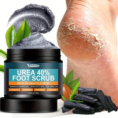 120g, Urea Bamboo Charcoal Foot Scrub, Foot Cleaning And Exfoliation, Deep Cleansing, Moisturizing And Hydrating, Making The Skin More Elastic. Use It During Bathing For Home Foot Care. For Summer Foot Cleaning. A Thoughtful Gift For Family Members, A Gift Of Family Care.