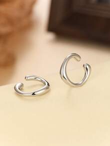 2pcs Minimalist Round Geometric Ear Cuffs, Suitable For Daily Wear For Women - Multicolor - View 2
