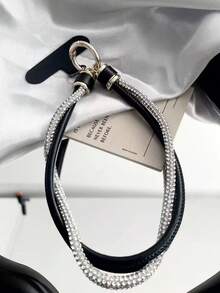 1pc INSY Rhinestone Embellished PU Leather Wristlet Phone Lanyard Bag Charm - Multicolor - View 6