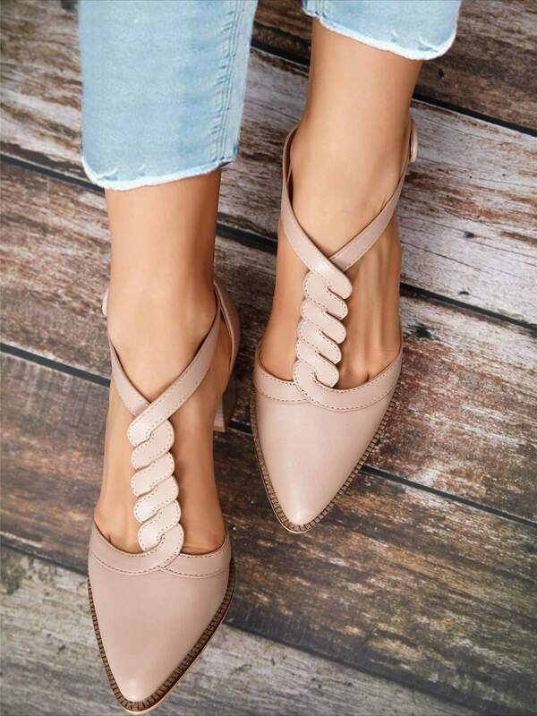 Women's Chunky Heel T-Strap Shoes Petite-Friendly Closed Toe Dress Pumps For Work & Going Out Shoes Christmas Gift & New Year Gift