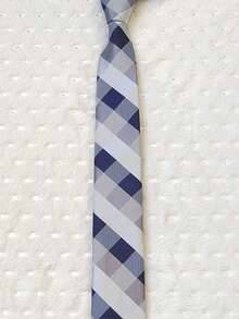 Men's Casual Colorful Plaid Slim Tie(5.5cm) - 灰色 - 查看 3