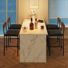 Huisuilinss Bar Table And Chairs Set,3-Piece Dining Table Set For 2,Wood Bar Table Set,Counter Height Bar Table With 2 Bar Stools,3 Storage Shelves For Home & Kitchen Small Space - Retro Color 2PCS Bar Chairs - View 7