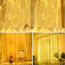 Cortina de Luz LED 4x3m 300 LEDs USB com Controle Remoto | Decoração Quarto e Festa - Branco Quente - Visão 8