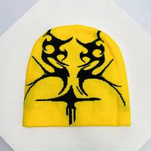 1 件秋冬美国街头风格提花火焰针织帽,温暖时尚个性化滑雪帽秋季 - 彩色 - 查看 29