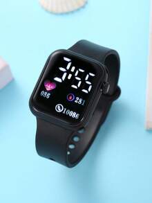 4pcs/Set LED Digital Display Couple Heart-Shaped Square Electronic Watch - Black and White - View 3