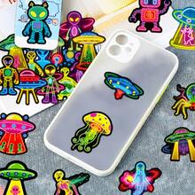 56 Stück Neon Alien Aufkleber, spaßige ästhetische Aufkleber, wasserfeste Vinyl Positive Energie Aufkleber, geeignet für Wasserflaschen, Bücher, Laptops, passend für Teenager und Erwachsene Sammelalbum Zubehör Sammelalbum Schreibwaren