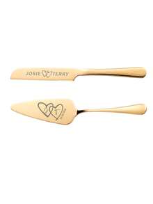 1pc/2pcs Custom Stainless Steel Cake Cutter Set, Wedding Cake Set, Suitable For Weddings, Birthdays, Anniversaries, Graduation Ceremonies, Bachelor Parties, Wedding Souvenirs, Multi-Functional,Anti-Mold,Ornamental,Exquisite,Stylish,High-Quality,Adorable,Modern,Custom,Unique,Personalized,