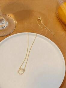 1 Piece/ 10 Pcs Gorgeous Double-Circle Alloy Chain-Ideal For Transient Beauty (1-Day Wear), Charming Diamond - Studded Jewelry - Great For Ephemeral Style, The Minimalist And Individual Rhinestone Pendant With A Cold Style Design And Collarbone Chain -Ideal For Temporary Fashion - Yellow Gold - View 7