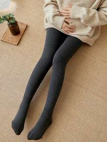 1条加厚保暖内衬紧身裤，简约百搭，配有可调节松紧带 - 彩色 - 查看 5