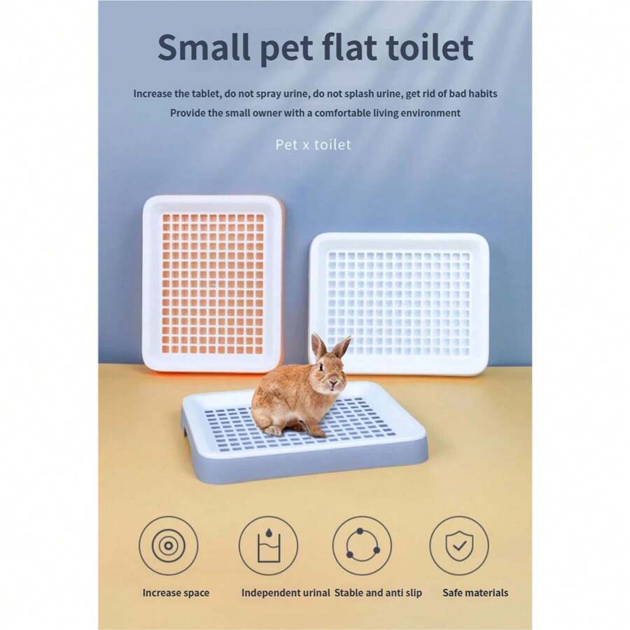 双层防倾斜仓鼠/兔子/猫砂盆，可拆卸可清洗，适合小型宠物和所有季节。 - 均碼 - 查看 1