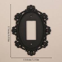 1个复古椭圆形雕花灯开关面板，哥特式艺术装饰墙控面板，家居暗色调照明墙面配件，附带螺丝，无需电源 - 黑色 - 查看 14