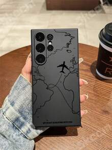 Travel-Nspired Airplane Route Desian Case For Samsung Galaxy S24 S23 S22 Ultra Plus,Suitable For IPhone 17 Air,IPhone16/IPhone15/XR/7p8p/P12promax/P13promax/P14PROMAX/P13/P14/P11/P12/P14, XS/S/XSMAX/, Cute & Fashionable Thick Protective Cover - 黑色 - 查看 1