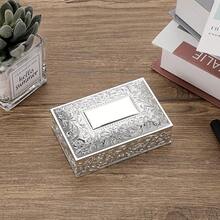 Hipiwe Rectangular Silver Jewelry Box Small Trinket Storage Box Deluxe Treasure Chest Case Earring Ring Necklace Organizer Decorative Keepsake Box Christmas Gift For Women,SmallSize,3.9inchx2.5inchx1.5inch - 3,9 inch x 2,5 inch x 1,5 inch - Xem 4