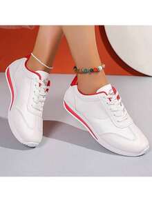 Women's White & Red Retro Casual Sneakers: Color Block Shoes For Daily Style Comfy Retro Casual Sneakers: White & Red Color Block Shoes - Versatile For Jeans & Dresses Elevated White & Red Sneakers: Retro Casual Color Block Shoes For Women 2025 Stylish Retro Casual Sneakers: White & Red Color Block Shoes - Perfect For Outings Casual White & Red Sneakers: Retro Color Block Shoes For Comfort & Fashion - Đỏ - Xem 7