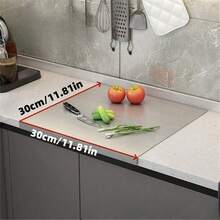 3件套双面砧板 - 保持原味，抗菌，防霉，大号切菜板，揉面板，加厚砧板，水果板，擀面杖板，不锈钢砧板，厨房用具，切菜板，独立日 - 銀色 - 查看 13