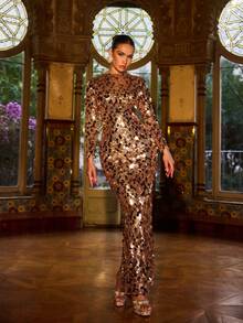 Faeriesty Đầm dạ hội dài thướt tha đính sequin sang trọng với đường xẻ cao – Chiếc đầm ôm sát lấp lánh dành cho thảm đỏ, các sự kiện trang trọng, tiệc tùng cao cấp và trang phục đón năm mới, đám cưới mùa xuân. - Rỉ Nâu - Xem 7