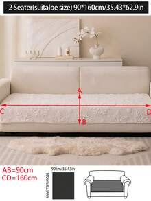1pc Plush Thickened Warm Sofa Cushion Cover, Modern Minimalist Anti-Slip Sofa Seat Pad, Dust-Proof And Washable Sofa Slipcover, White Fresh And Soft, Pet-Friendly, Fits L-Shaped Sofa And 1/2/3/4 Seater Sofa, Suitable For Bedroom, Office, Living Room - White - View 14