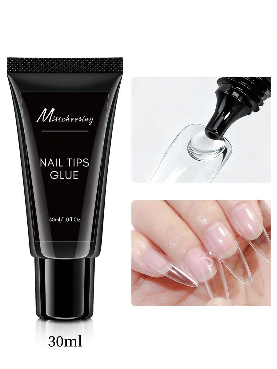 Misscheering 30毫升美甲水钻凝胶，超强凝胶指甲油，适用于美甲装饰，3D立体闪亮凝胶美甲，宝石美甲，钻石美甲，需UV/LED灯固化，美甲礼品 - 黑色 - 查看 1