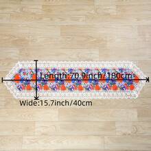 HXARTMIS 1pc Holiday Rose Print Table Runner, Hollow Lace Trim Tablecloth, Watercolor Floral Table Decor, Seasonal Kitchen/Dining/Bar Decoration, Suitable For Indoor/Outdoor Holiday, Home, Wedding, Party, Mother's Day, Valentine's Day, Multiple Sizes Available - Color - View 15