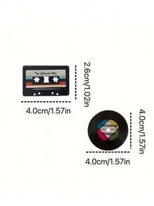 4pcs Retro Cassette Tape Design Refrigerator Magnets, 4.2*3cm And 4.2*4.2cm, Vinyl Record Theme Decorative Stickers For Home, Room, Kitchen, Office Decor, Fridge Magnets, Home Accessories - Multicolor - View 11