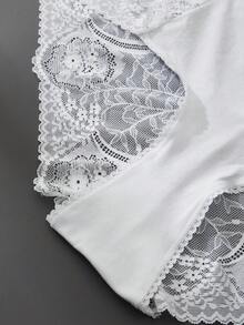 5条装加大码女士白色蕾丝内裤 - 性感舒适内衣 - 白色 - 查看 3