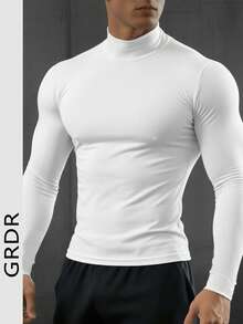 GRDR Men's Casual Half-Turtleneck Long Sleeve T-Shirt, Suitable For Daily Wear And Casual Commute - White - View 1