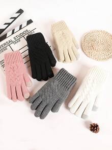 1 Pair Women's Winter Warm Touchscreen Gloves And 1 Pair Beige Knitted Full Finger Warm Gloves, Suitable For Running, Driving, Cycling, Parties, Hiking And Cold Weather In Winter, Random Style Delivery - Multicolor - View 7