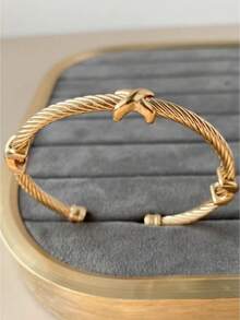 1 Stück minimalistisches Hufeisen-Schloss Armband aus Titan-Stahl, geeignet für Mädchen, Frauen, Paare, als täglicher Schmuck