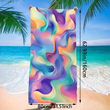 1pc Large Quick-Dry Beach Towel - Lightweight Microfiber Bath Towel With Pastel Colors Pink, Blue, Purple, Orange, Yellow, Green, Red, Black, White, Beige, Brown, - Soft Fabric Pool, Travel, Camping, Spa - Summer - White - View 2