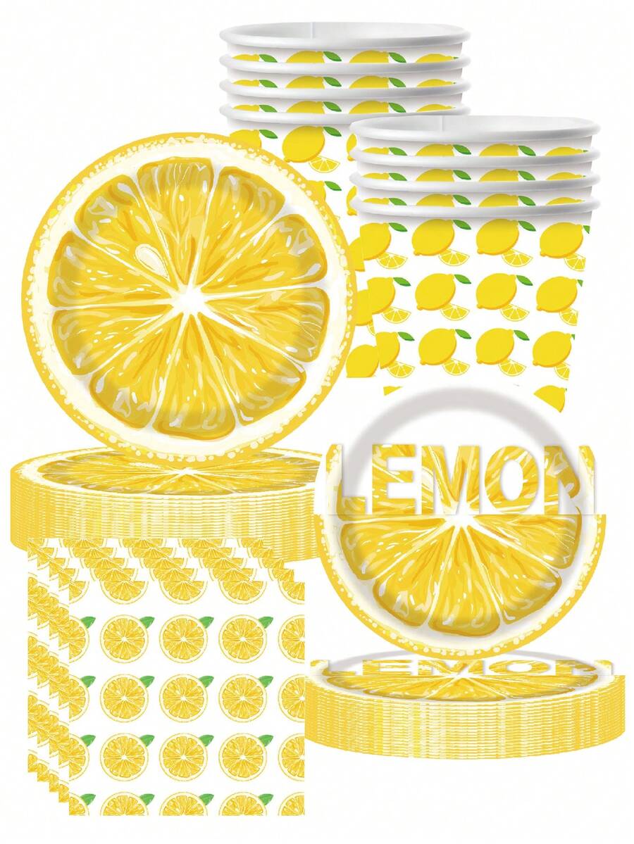 10个黄色柠檬水果主题派对，适合聚餐、茶话会、庆祝活动、节日庆典、宴会、野餐、夏季消暑派对等场合。 - 彩色 - 查看 1