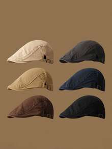 1pc LED Light Panel Newsboy Cap, Unisex Beret Hat, Men/Women Adjustable Beret, British Street Photography Artist Cap - A - View 2