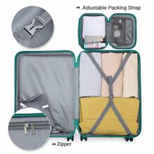 Lightweight 2 Piece Cabin Suitcase Set 20 Inch Carry On Luggage With Vanity Case ABS PC Hard Shell Spinner Wheels TSA Lock YKK Zipper For Travel - Teal Green - View 11