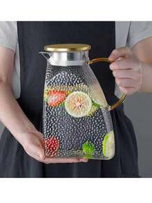 1pc New Hammered Texture Refrigerator Water Pitcher, Large Capacity Borosilicate Glass Fridge Side Door Cold Water Jug, Household, Juice & Beverage Heat-Resistant Glass Water Carafe. This Water Pitcher Has A Beautiful Appearance And Is Offered At A Promotional Price. Suitable For Household And Hotel Use. - Multicolor - View 8