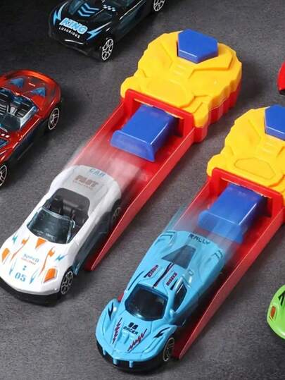 随机回力金属迷你玩具赛车，带轨道发射器，赛车游戏套装玩具，汽车玩具，汽车，返校季