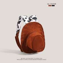 Cartoon  Woody Hat Backpack Bag Men's And Women's 2025 New  Cute Retro Creative Backpack - 棕色 - 查看 4