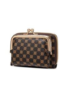 FOREVER MIYIN Women's Detachable 2-In-1 Letter Print Wallet Set, Kiss Lock Design With Wrist Strap, Lightweight And Portable, Suitable For Daily Use, Travel, Commuting, Ideal Gift - Multicolor - View 13