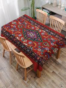 1件几何系列波西米亚图案印花桌布，现代涤纶长方形/圆形防水桌布，数码印花，适用于客厅、户外餐桌、小型圆桌 - 彩色 - 查看 8