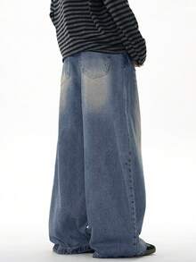 Vintage Washed Loose Relaxed Fit Elastic Waist Pants For Teenage Boys - Dusty Blue - View 5