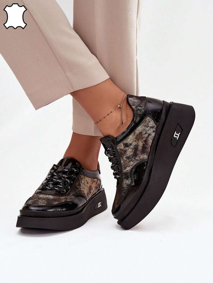 Leather Lace-Up Platform Ankle Boots For Women Artiker 57C2044 Black - Comfortable And Stylish Everyday Boots Black - Black - View 1