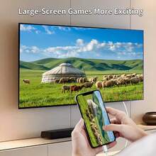 Ligh..Tning To HDTV Cable For Phone To TV 1080P HD White Braided Video Sync Screen Connector Compatible With Phone  Pad To HDTV Projector Monitor Plug Play With Independent Power Supply Ensures Greater Stability. - White - View 3