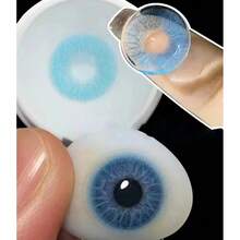 1 Paar blaue weiche farbige Kontaktlinsen 1 Jahr Einweglinsen 2 Stücke 14,2 mm hochwertige Linsen - Jährlich wegwerfbar - Übersicht 3