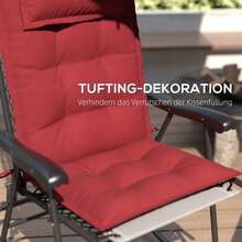 Set Of 2 Outsunny Cushions For Sun Loungers, Water-Repellent, For Garden Loungers, Beach Chairs, Deck Chairs, Garden Furniture Cushions, 50 X 116 X 5 Cm, Burgundy Red - Redwood - View 6