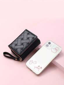 FONMOR Heart Embroidery Fold Over Lightweight Zipper Cash ID Card Coin Pocket Small Pocket Wallet Minimalist Fashion Modern Business Anniversary On Valentine Day Birthday Couple Women Girls Lady Female Anniversary Birthday Wallet Woman Card Wallet Women Teacher Gifts Girlfriend Women Gifts Present Heart Wristlet Wallet Women Wallet Purse Wallet Small Wallet - 粉色 - 查看 2