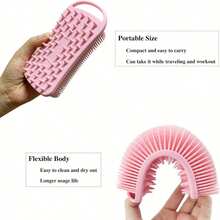 1pc Silicone Cleaning Brush, Silicone Bath Brush, 2-In-1 Bath/Scalp Brush, Silicone Shampoo Bath Brush, Adult Double-Sided Friction Bath Brush, Massage Bath Brush, Easy To Clean, Lathers Well, Promotes Blood Circulation, More Hygienic Than Loofah, Bathroom Cleaning Tool - Multicolor - View 11